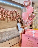 Надпись Happy Birthday розовое золото
